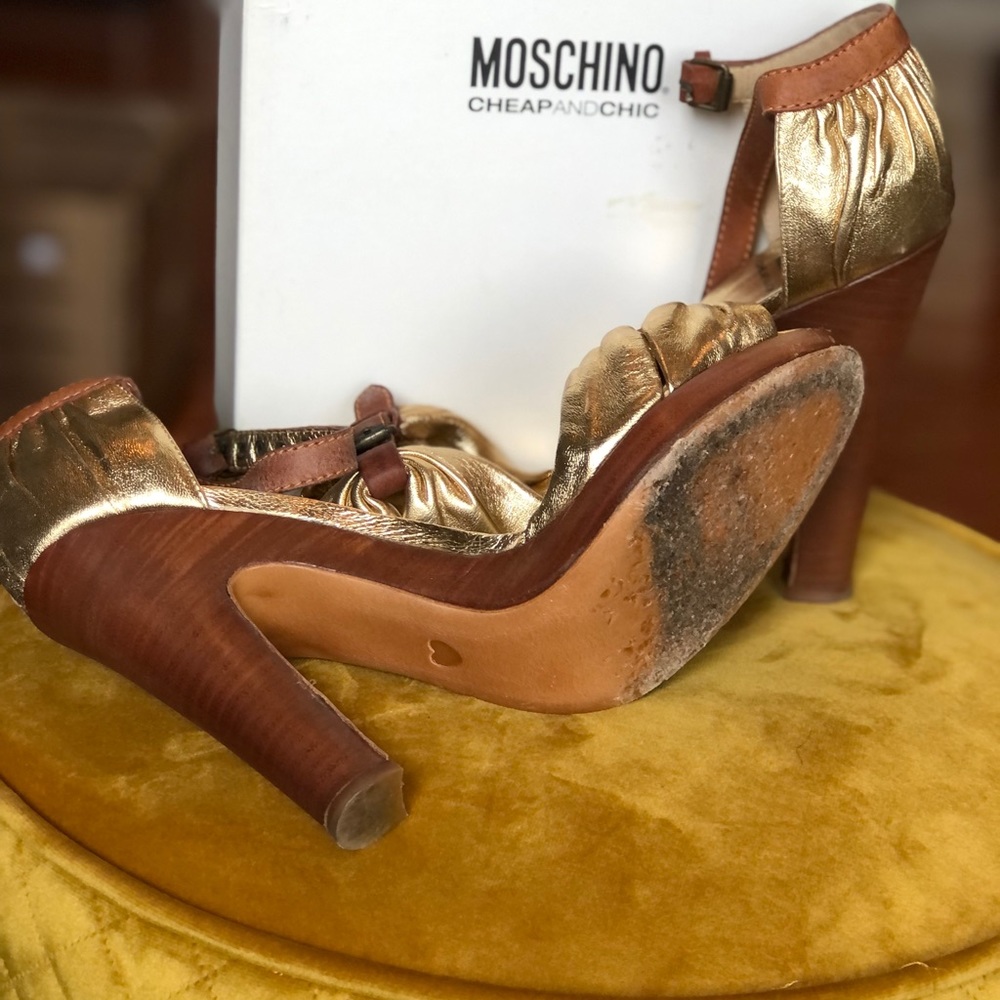 Moschino Gold Sandal Heel View 5